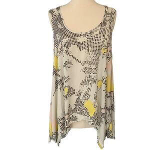 NWT Revolve Asymmetrical Tank Top | Split Sleeve Abstract Print Cami Size Large